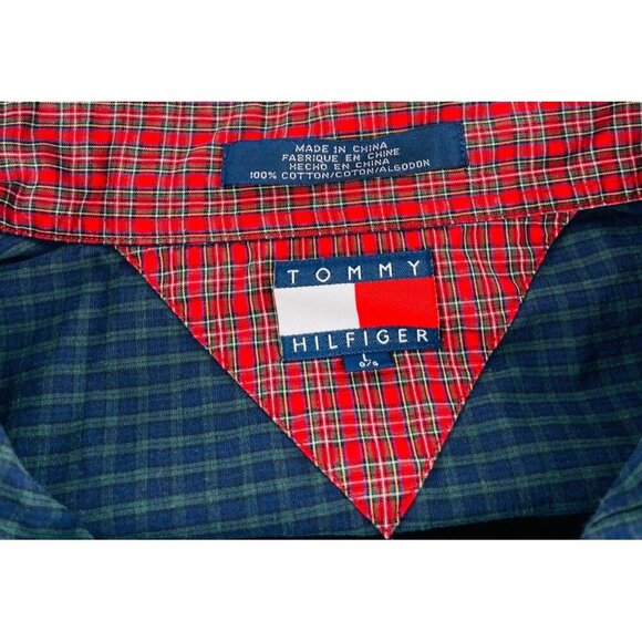 Tommy Hilfiger Mens Patchwork Plaid Button-Down Shirt Size XL Vintage 90s - Picture 2 of 4